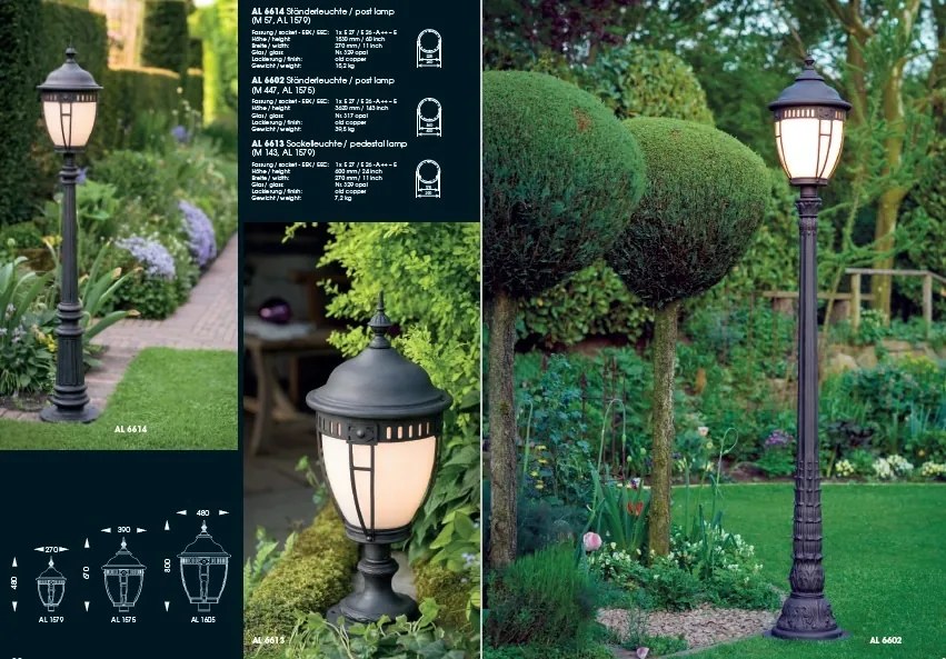 Stalp iluminat exterior din fier forjat, inaltime 153cm, AL 6614