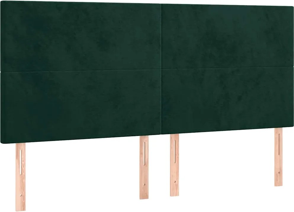 vidaXL Tăblie de pat verde închis 200x5x118/128 cm catifea