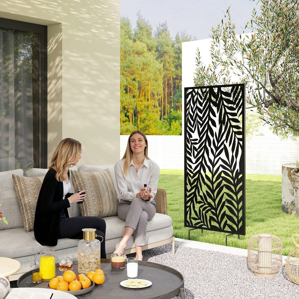 Outsunny Separator de cameră 65 x 130 cm, paravan freestanding/suspendat, panou de protecție vizuală din metal, Negru | Aosom Romania