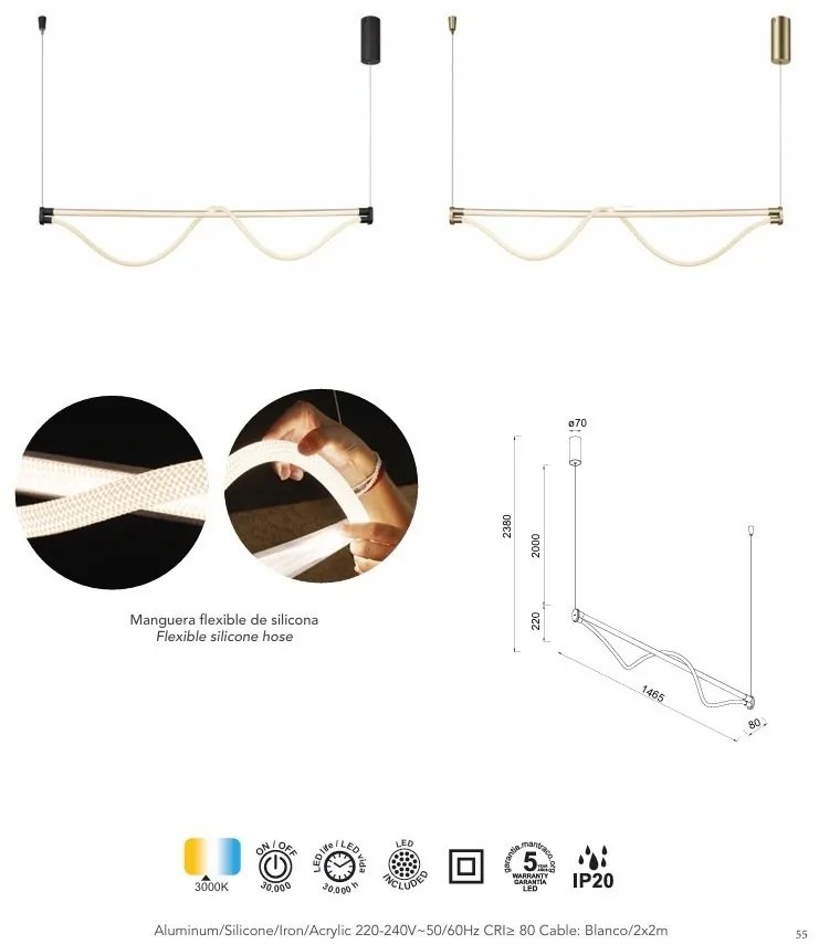 Lustra suspendata LED design minimalist FUGAZ auriu MA-8952