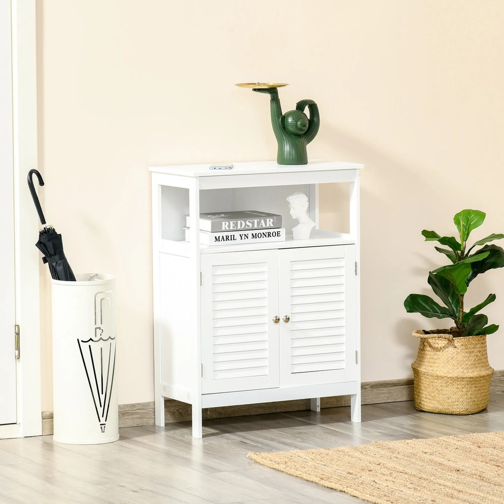 Dulapior pentru baie cu usi cu doua canaturi economie spatiu rezistent la umezeala din MDF alb 60 x 30 x 81.6cm kleankin | Aosom Romania