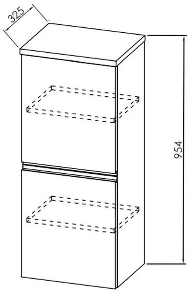 Dulap baie suspendat salcam deschis 95 cm cu doua usi KolpaSan Oxana Salcam deschis