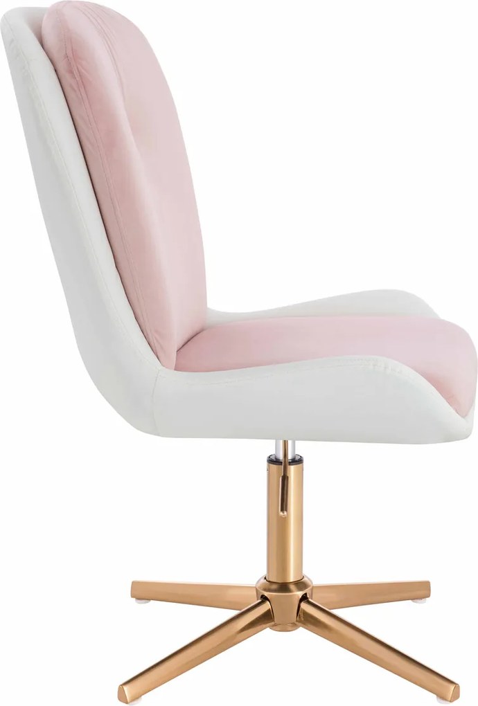 HR690CROSS Scaun Velvet&amp;soft Piele Pu Roz Pudră/Alb Bază Aurie