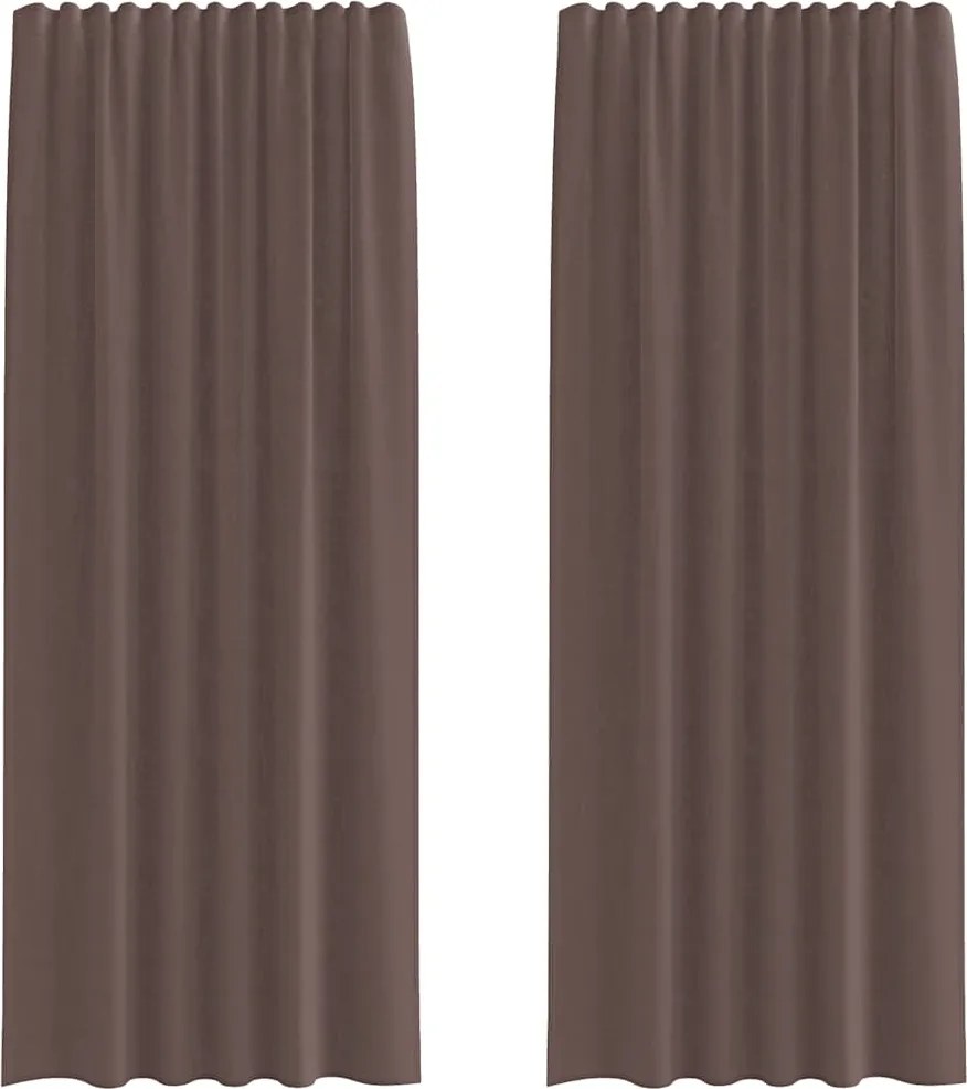 vidaXL Perdele Voile cu buzunare pentru bare 2 buc Maro