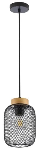 Brilagi - Lampă suspendată pe cablu BASKLITE 1xE27/15W/230V lemn de cauciuc/negru