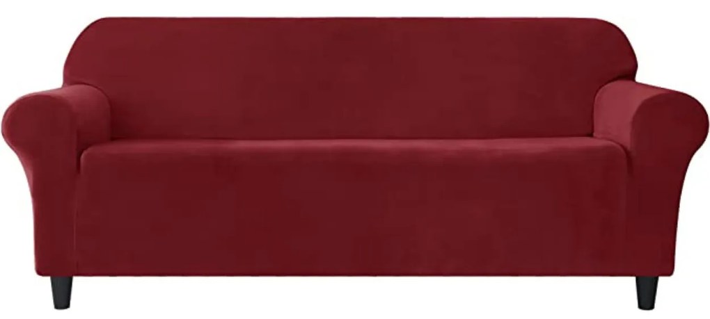 Husa elastica din catifea, canapea 3 locuri, cu brate, rosu, HCCJ3-11