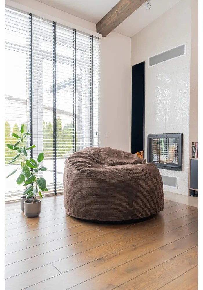 Fotoliu puf pentru copii mov cu tapițerie din catifea reiată Om 85 – SLOWDOWN