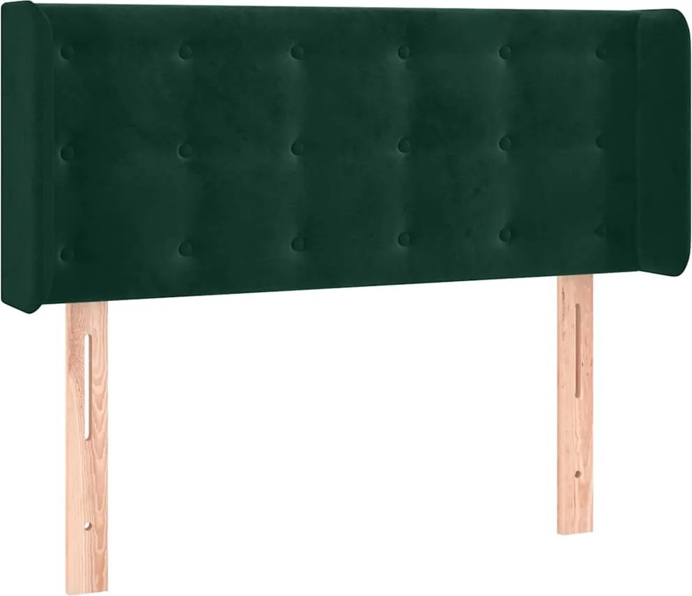 vidaXL Tăblie de pat cu aripioare verde închis 103x16x78/88 cm catifea