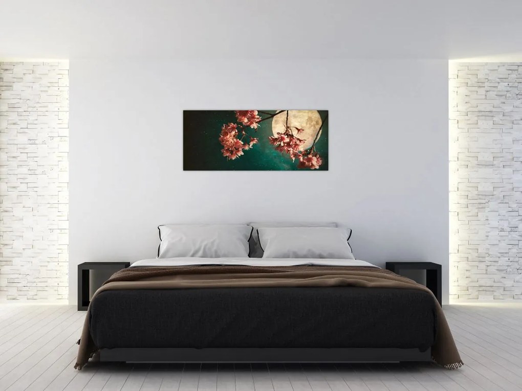 Tablou - Sakura în luna plină (120x50 cm)