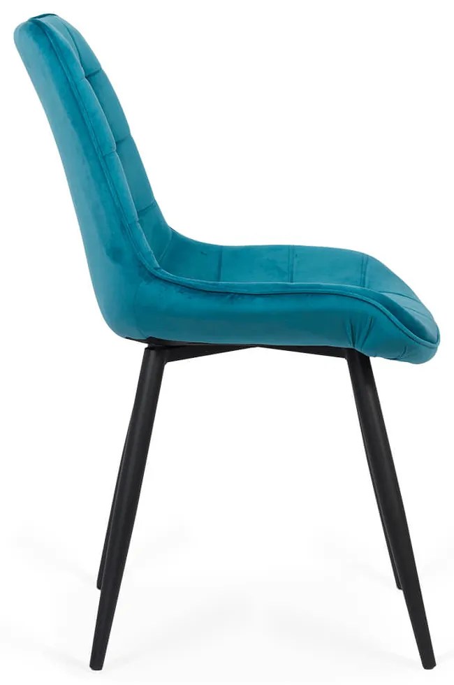 Scaun living din catifea cu picioare metalice negre BUC 206 turcoaz