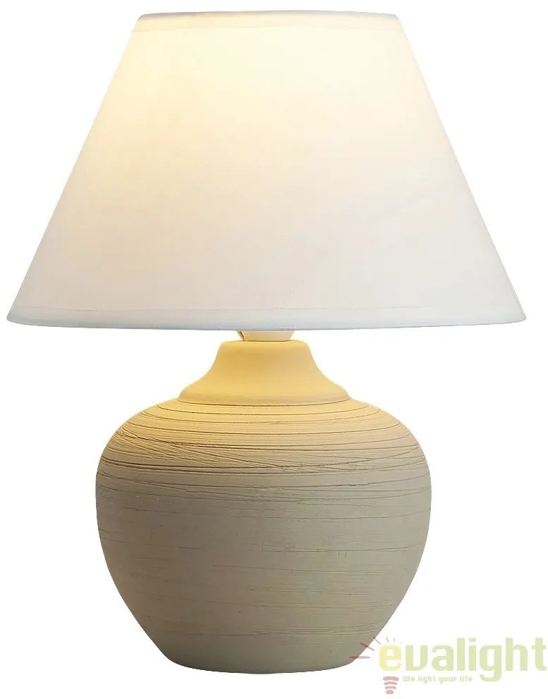 Veioza, lampa de masa din ceramica, finisaj bej/alb, diametru 20,5cm, Molly 4391 RX