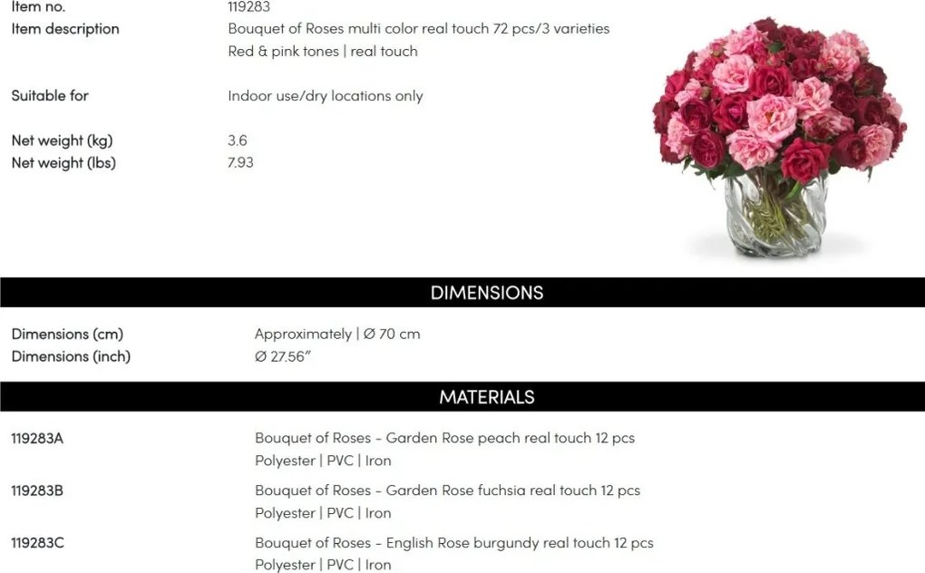 Buchet artificial LUX din 72 de trandafiri roz si rosii, Roses