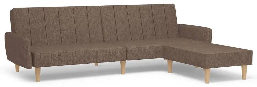 3080717 vidaXL Canapea extensibilă 2 locuri, cu taburet, gri taupe, textil