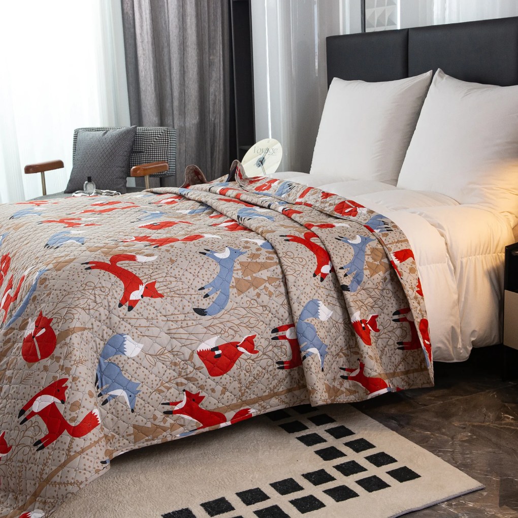 Cuvertura de pat cu model VULPEA ROSIE maro Dimensiune: 170 x 210 cm