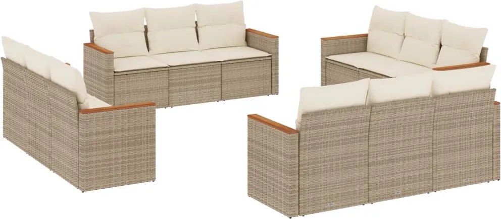 vidaXL Set canapele de grădină cu perne, 12 piese, bej, poliratan
