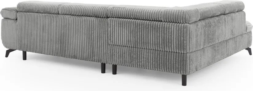 Colțar gri deschis cu tapițerie din catifea reiată (cu colț pe partea stângă/în formă de ”L”) Marbeya – Ropez