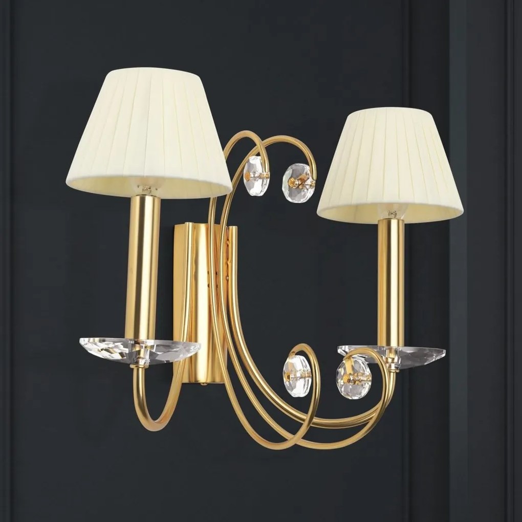 Aplica de perete stil clasic cu cristal K9 ARIANE 2L aurie
