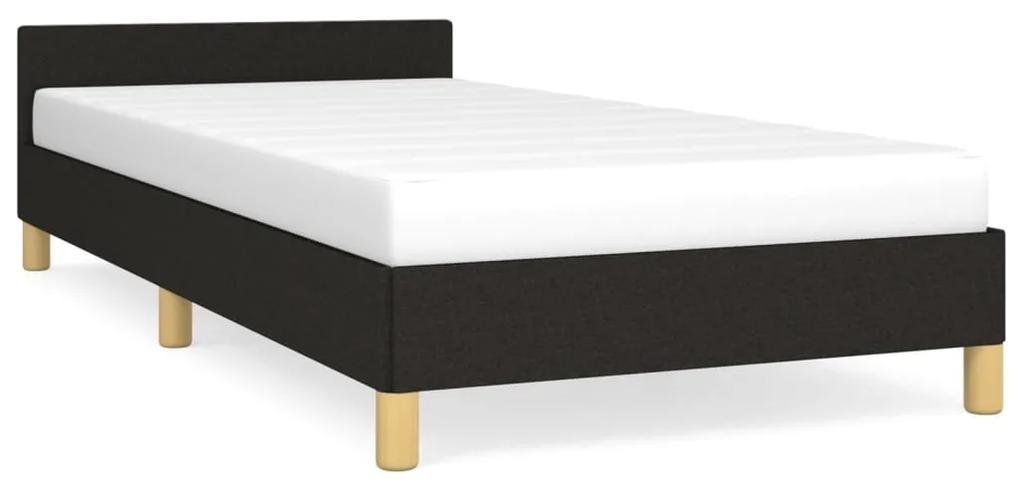 347385 vidaXL Cadru de pat cu tăblie, negru, 90x200 cm, textil