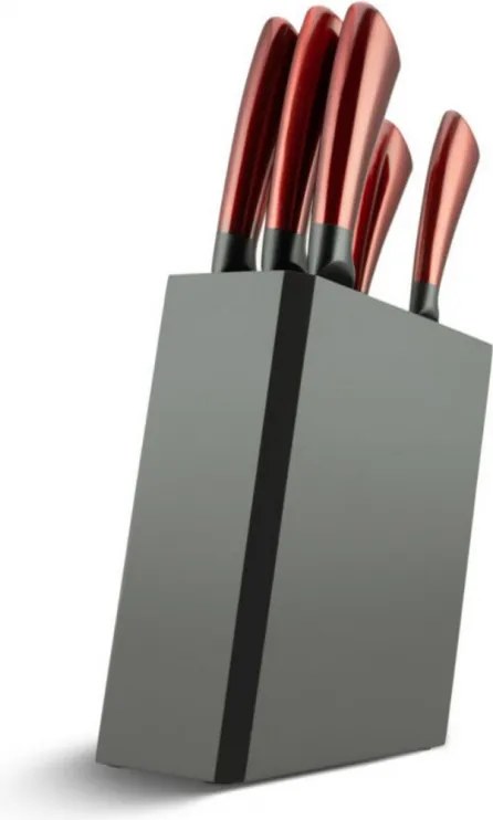 Set de cutite Edenberg EB-936, 5 piese, Otel carbon, Suport, Rosu