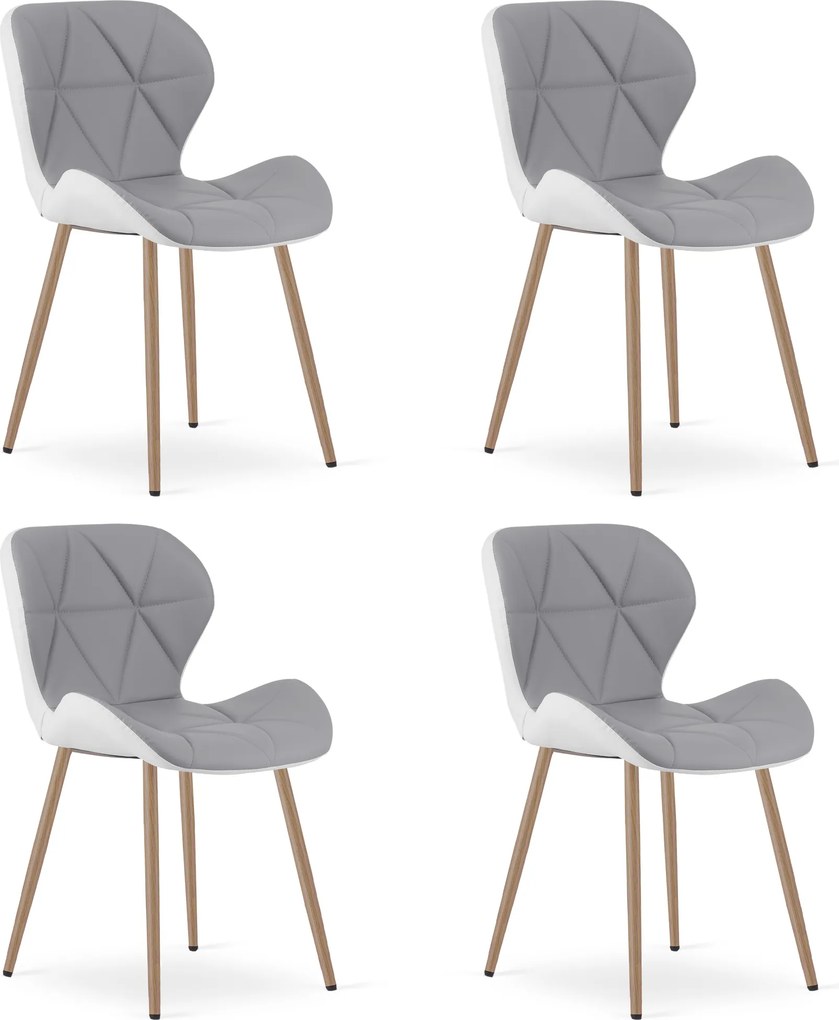 Scaun de dining MANGO din piele ecologica, gri-alb