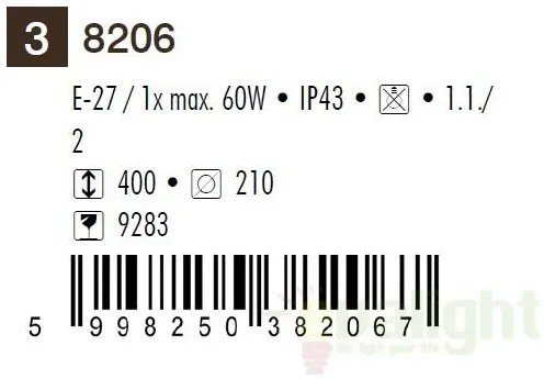 Stalp exterior H-40cm, IP43, negru Velence 8206 RX