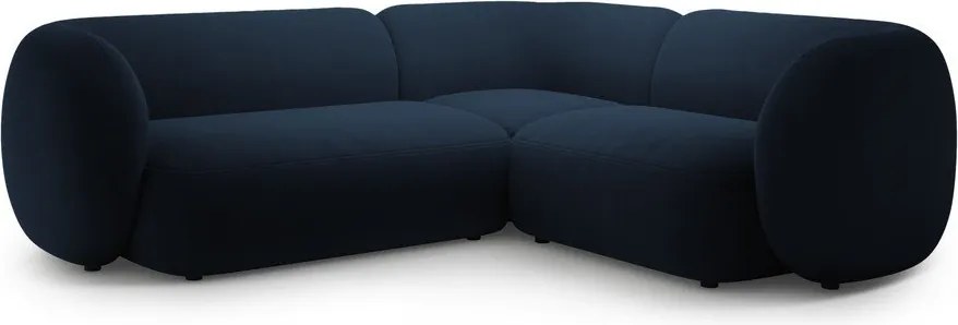 Colțar albastru cu tapițerie din catifea (cu colț pe partea dreaptă/în formă de ”L”) Kate – Micadoni