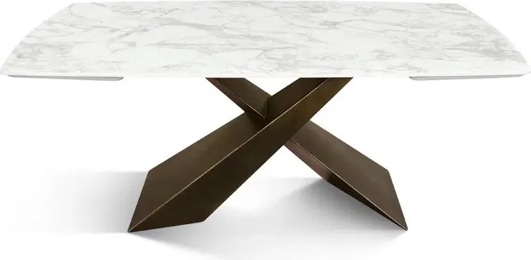 MIRABELLE -MASA BLAT ROTUNJIT CERAMICA ALB  EXTENSIBILA -PICIOR METALIC BRONZ  160 cm/90 cm