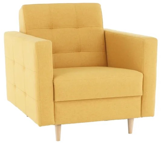 Set complet tapitat de canapea cu fotoliu, tesatura de culoare mustar, AMEDIA