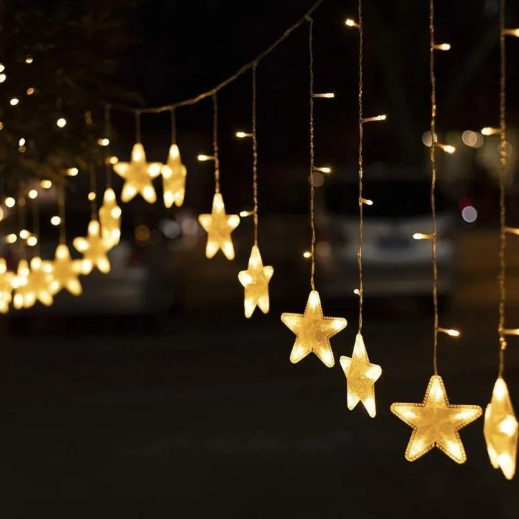 Cortină de Crăciun cu stele 4m 136 LED-uri
