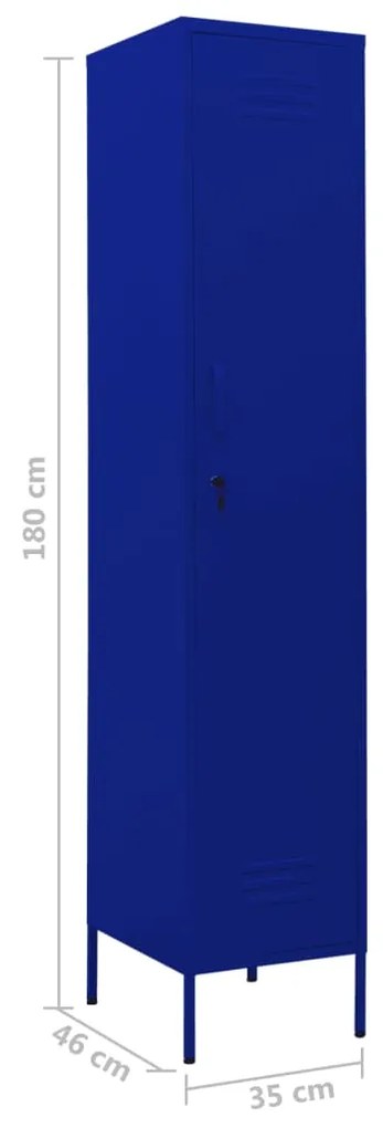 Dulap de vestiar, bleumarin, 35x46x180 cm, otel Bleumarin, 1, 1