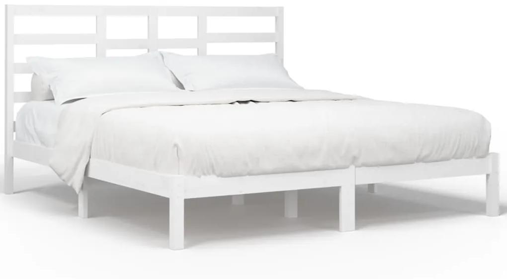 3105816 vidaXL Cadru de pat, alb, 200x200 cm, lemn masiv