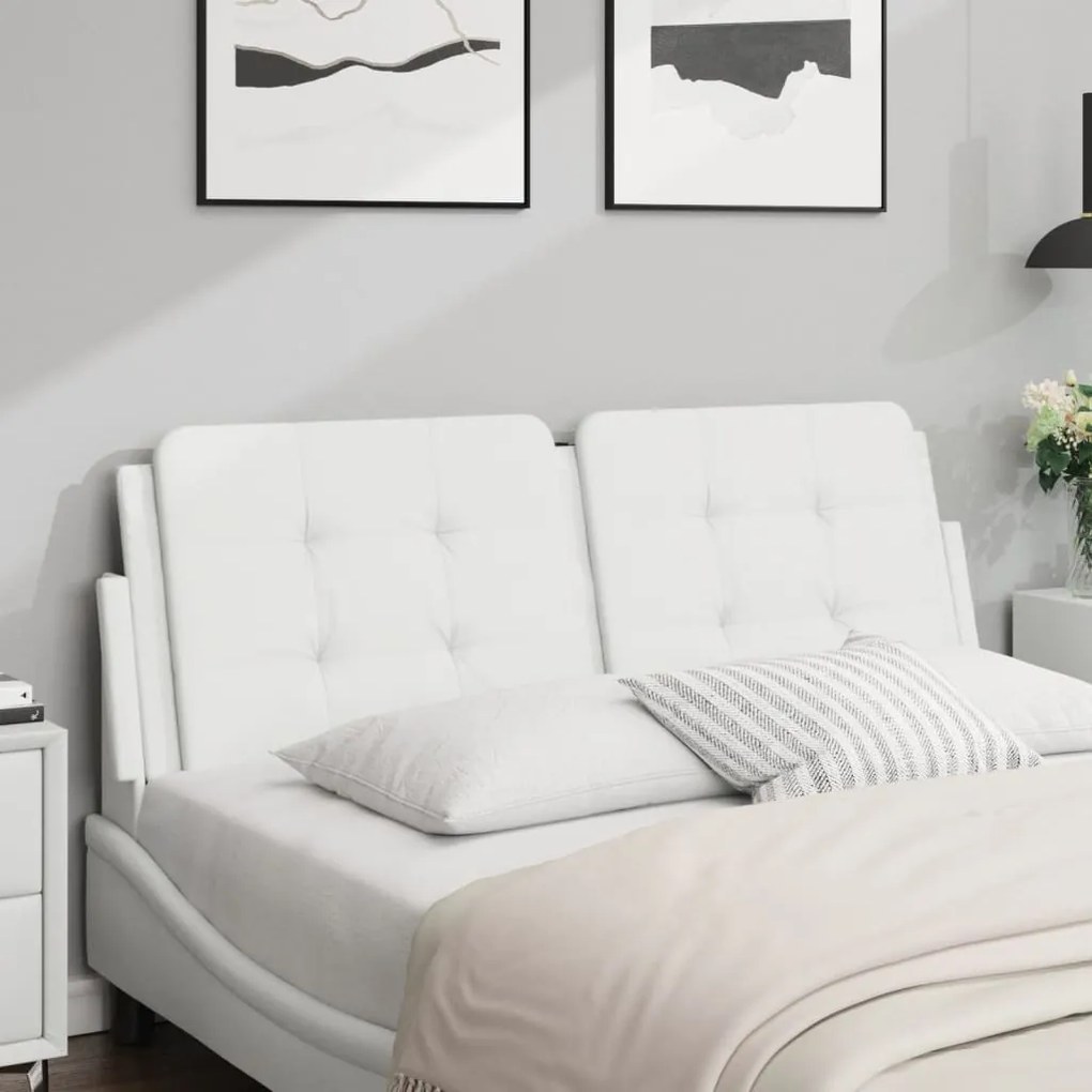 vidaXL Pernă pentru tăblie pat, alb, 140 cm, piele artificială