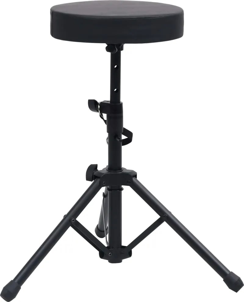 vidaXL Taburet reglabil pentru tobe, negru, rotund