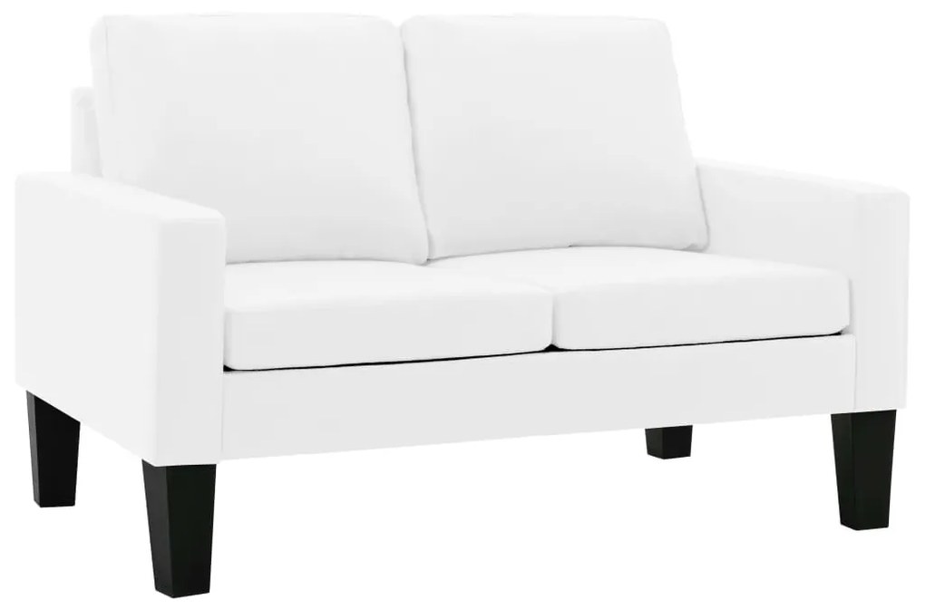 3056660 vidaXL Set canapea, 2 piese, alb, piele ecologică
