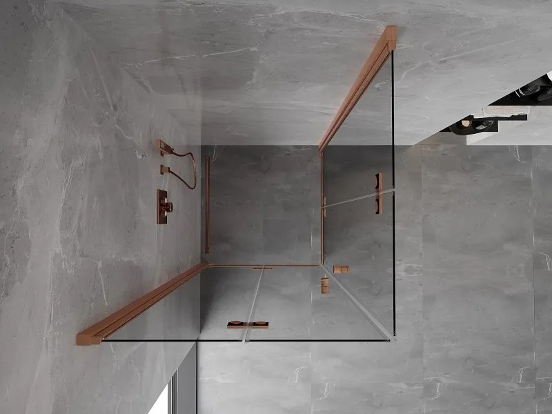 Mexen Mist-F Duo cabină de duș pliabilă 80 x 80 cm, transparent, cupru periat - 8A6-080L-080P-65-00