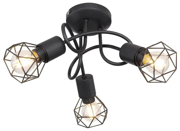 Plafoniera cu 3 spoturi design industrial XARA I negru 36cm