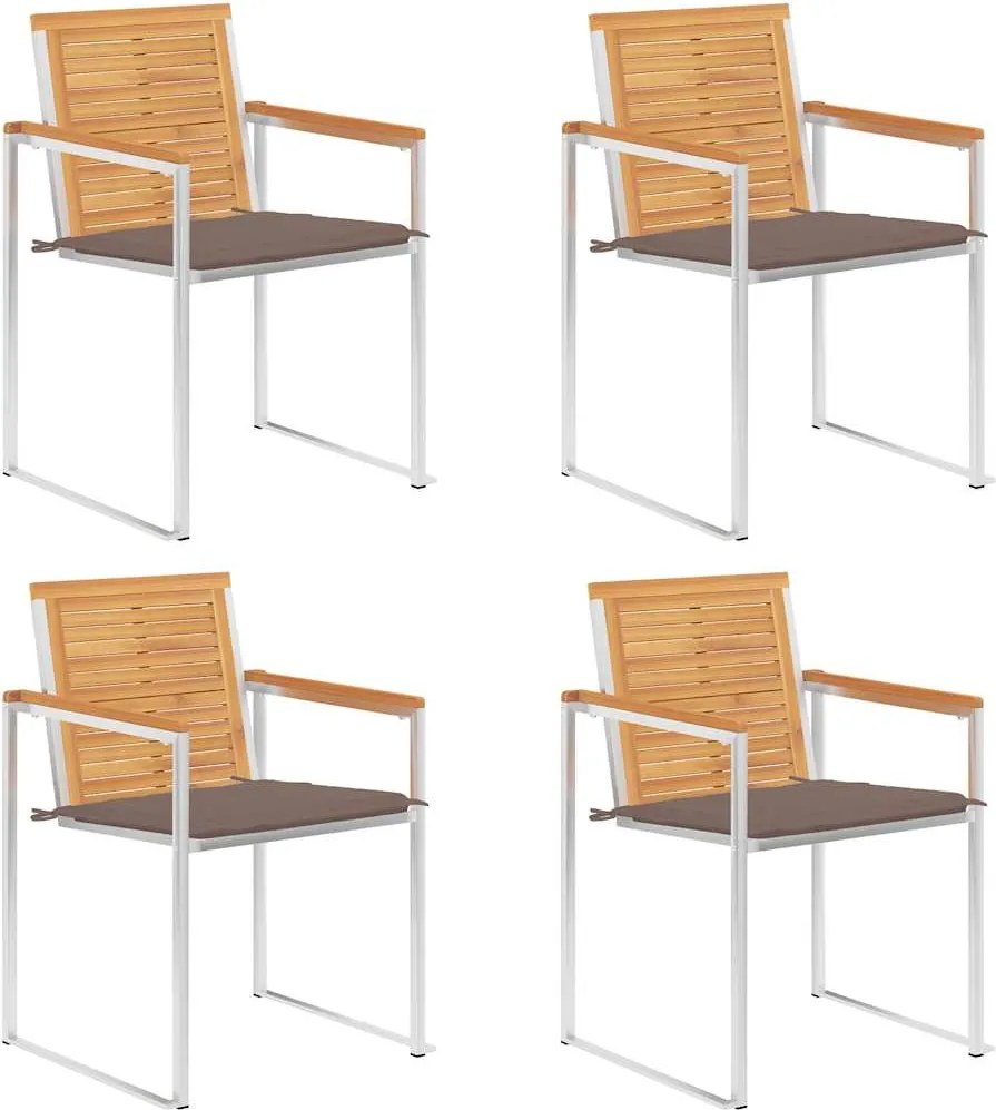 vidaXL Scaune de grădină cu perne, 4 buc., lemn masiv de tec