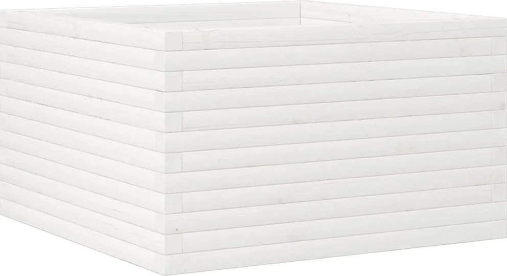 vidaXL Jardinieră de grădină, alb, 80x80x45,5 cm, lemn masiv de pin