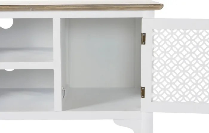 Comoda TV alba , din lemn de molid „Rustic Elegance”