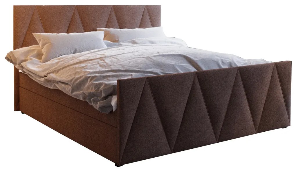 Pat matrimonial Boxspring 180 cm Milagros 3 (maro închis) ( cu saltea și sp. depozitare). 1047254