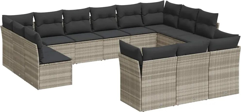 vidaXL Set canapele de grădină cu perne, 13piese gri deschis poliratan