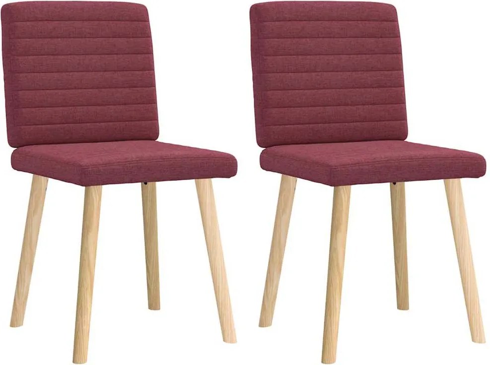 vidaXL Scaune de bucătărie, 2 buc., roșu vin, material textil