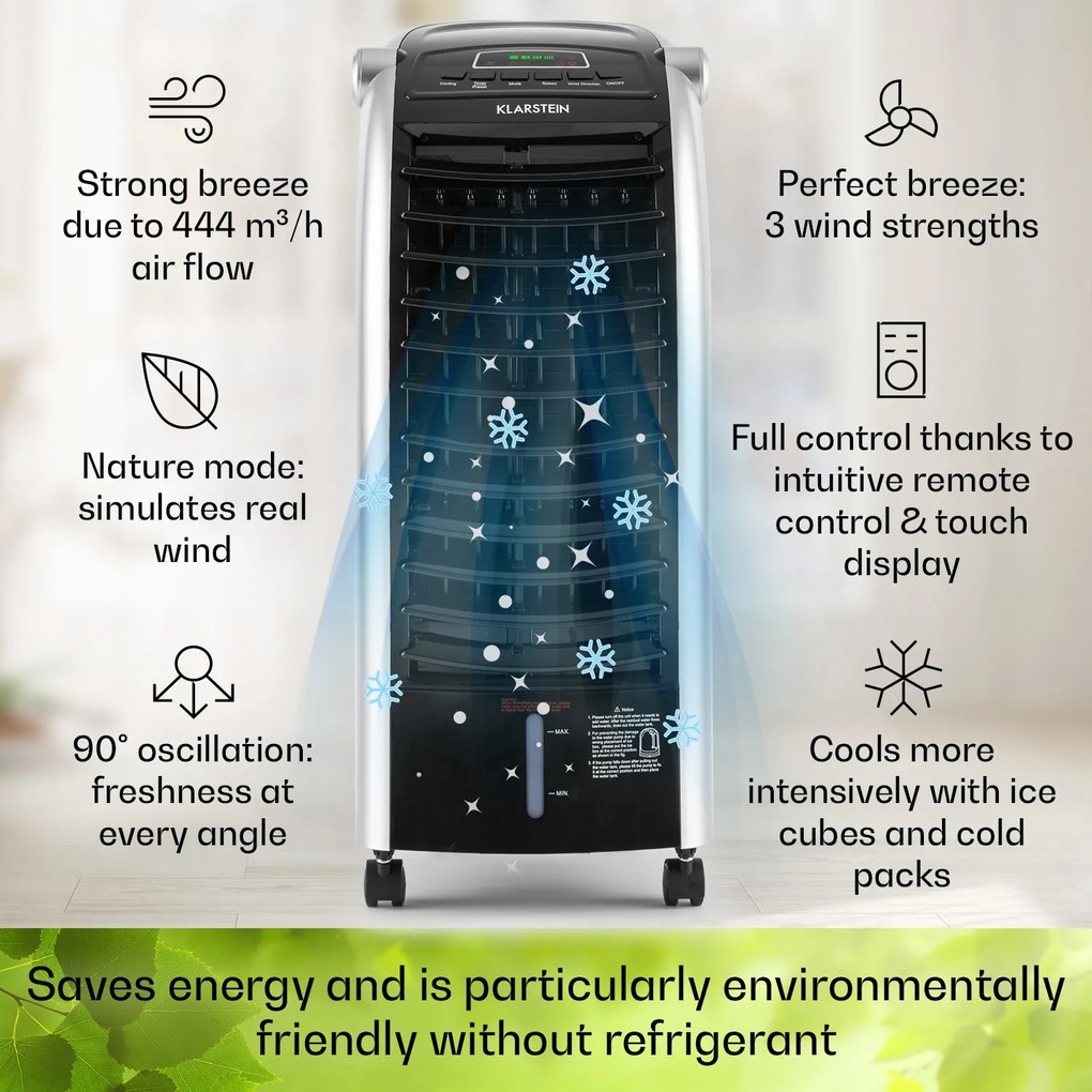 Klarstein Maxfresh, răcitor de aer, ventilator, 4 in 1, 6 l, 65 W, telecomandă, 2 x pastile de răcire