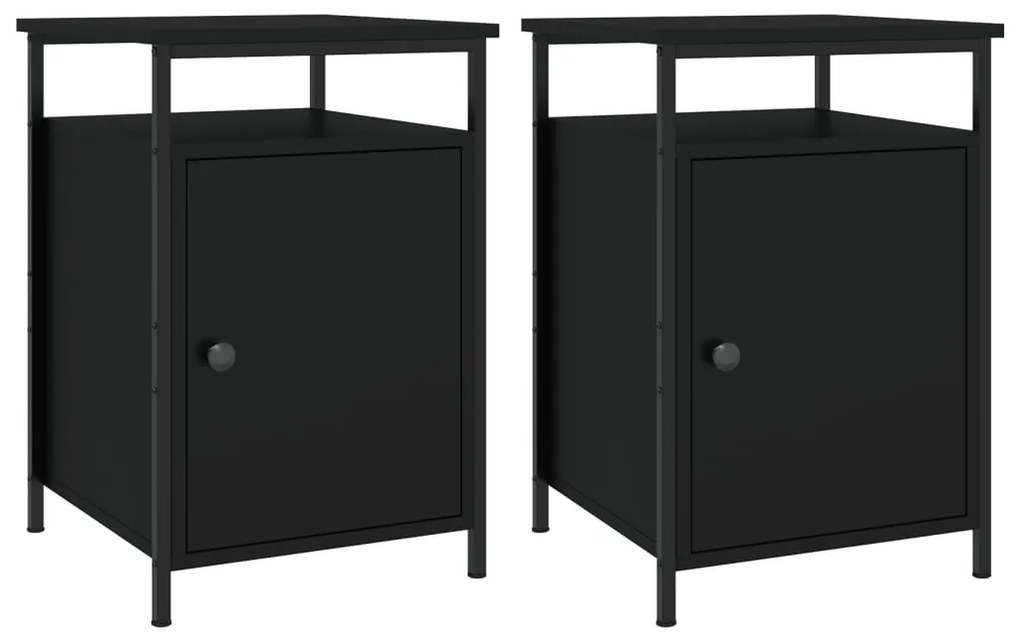 vidaXL Noptiere, 2 buc., negru, 40x42x60 cm, lemn prelucrat