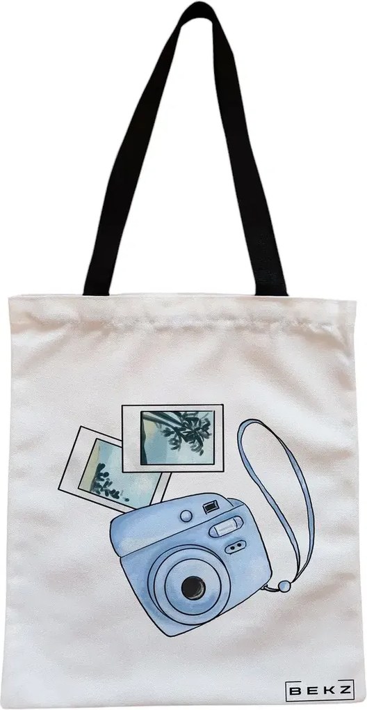 Sacosa de Panza pentru Cumparaturi, Geanta Tote, Travel Girl 14, Cu fermoar, 38x34.5 cm, Alba, BEKZ®