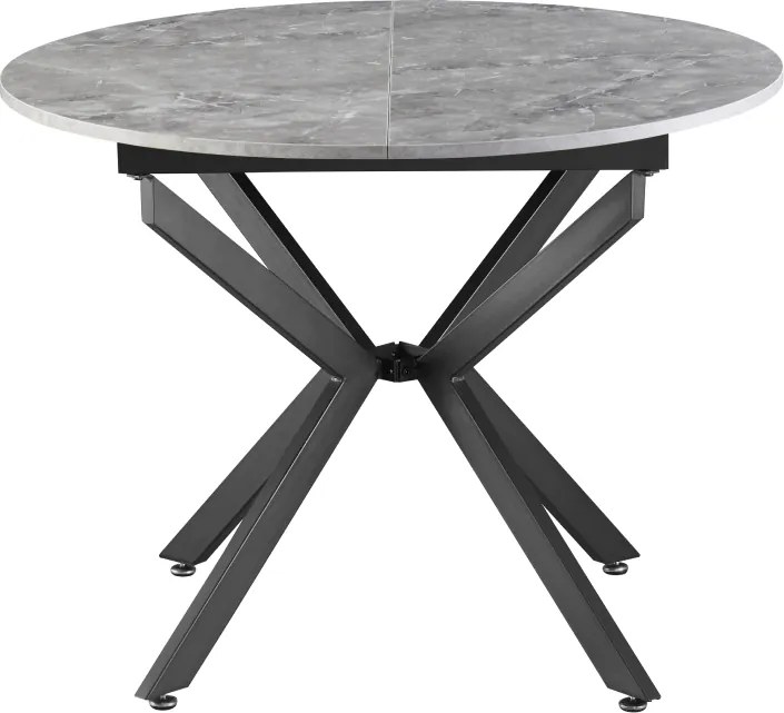 Masă extensibilă de dining, beton/neagră, 100x100-140x75 cm, ABERO TIP 1
