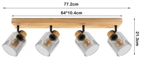 Brilagi - Lampă spot HYGGE 4xE14/15W/230V lemn/fumuriu