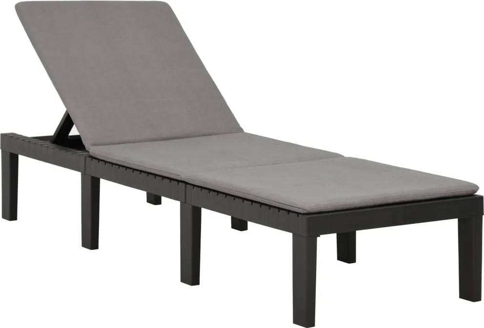 vidaXL Șezlong pliabil cu pernă, antracit, plastic