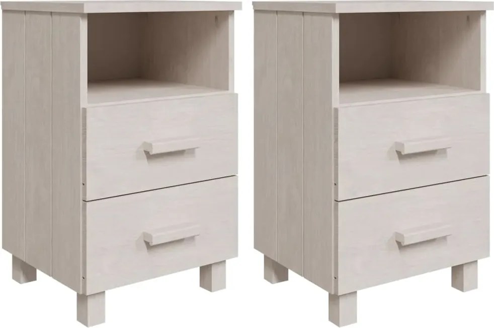 vidaXL Noptiere HAMAR, 2 buc, alb, 40x35x62 cm, lemn masiv de pin