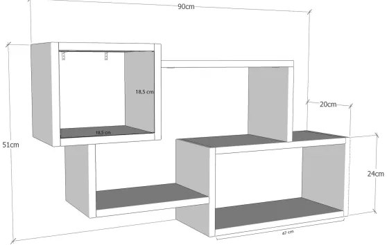 Etajeră de perete AYDER 51x90 cm maro/albă